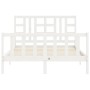Estructura de cama con cabecero madera maciza blanco 140x190 cm de vidaXL, Camas y somieres - Ref: Foro24-3191952, Precio: 13...