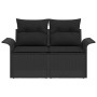 Sofá de jardín con cojín Negro 141 x 62 x 69 cm ratán sintético en Sofás de exterior | Comprar online en Foru.es