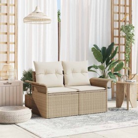 Sofá de jardín con cojín Beige 141 x 62 x 69 cm ratán sintético en Sofás de exterior | Comprar online en Foru.es