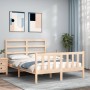 Estructura de cama con cabecero madera maciza 140x190 cm de vidaXL, Camas y somieres - Ref: Foro24-3191886, Precio: 119,40 €,...