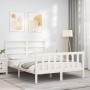 Estructura de cama con cabecero madera maciza blanco 140x200 cm de vidaXL, Camas y somieres - Ref: Foro24-3191907, Precio: 12...