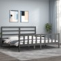 Estructura de cama con cabecero madera maciza gris 200x200 cm de vidaXL, Camas y somieres - Ref: Foro24-3191928, Precio: 164,...