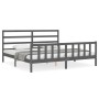 Estructura de cama con cabecero madera maciza gris 200x200 cm de vidaXL, Camas y somieres - Ref: Foro24-3191928, Precio: 164,...