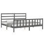 Estructura de cama con cabecero madera maciza gris 200x200 cm de vidaXL, Camas y somieres - Ref: Foro24-3191928, Precio: 164,...