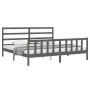 Gray solid wood bed frame with headboard 200x200 cm by vidaXL, Beds and slatted bases - Ref: Foro24-3191928, Price: 162,68 €,...