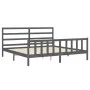 Gray solid wood bed frame with headboard 200x200 cm by vidaXL, Beds and slatted bases - Ref: Foro24-3191928, Price: 162,68 €,...
