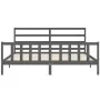 Gray solid wood bed frame with headboard 200x200 cm by vidaXL, Beds and slatted bases - Ref: Foro24-3191928, Price: 162,68 €,...