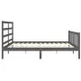 Gray solid wood bed frame with headboard 200x200 cm by vidaXL, Beds and slatted bases - Ref: Foro24-3191928, Price: 162,68 €,...