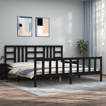 Estructura de cama con cabecero madera maciza negro 200x200 cm de vidaXL, Camas y somieres - Ref: Foro24-3191995, Precio: 206...