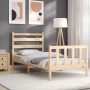 Estructura de cama con cabecero madera maciza 90x200 cm de vidaXL, Camas y somieres - Ref: Foro24-3192021, Precio: 87,36 €, D...
