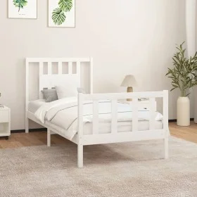 White pine wood bed frame with headboard 90x200 cm by vidaXL, Beds and slatted bases - Ref: Foro24-3188152, Price: 97,79 €, D...