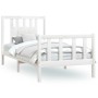 Estructura de cama con cabecero madera de pino blanca 90x200 cm de vidaXL, Camas y somieres - Ref: Foro24-3188152, Precio: 99...