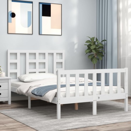 Estructura cama de matrimonio con cabecero madera maciza blanco de vidaXL, Camas y somieres - Ref: Foro24-3191942, Precio: 12...
