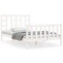 Estructura cama de matrimonio con cabecero madera maciza blanco de vidaXL, Camas y somieres - Ref: Foro24-3191942, Precio: 12...