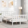 Estructura cama de matrimonio con cabecero madera maciza blanco de vidaXL, Camas y somieres - Ref: Foro24-3191942, Precio: 12...