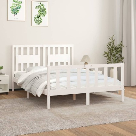 Estructura de cama con cabecero madera pino blanco 120x200 cm de vidaXL, Camas y somieres - Ref: Foro24-3188162, Precio: 132,...