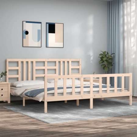 Estructura de cama con cabecero madera maciza 200x200 cm de vidaXL, Camas y somieres - Ref: Foro24-3191991, Precio: 148,70 €,...
