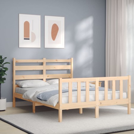 Estructura de cama con cabecero madera maciza 140x190 cm de vidaXL, Camas y somieres - Ref: Foro24-3192016, Precio: 125,07 €,...