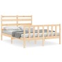 Estructura de cama con cabecero madera maciza 140x190 cm de vidaXL, Camas y somieres - Ref: Foro24-3192016, Precio: 125,07 €,...