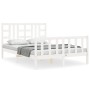 Estructura de cama matrimonio con cabecero madera maciza blanco de vidaXL, Camas y somieres - Ref: Foro24-3191977, Precio: 15...