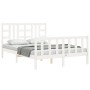 Estructura de cama matrimonio con cabecero madera maciza blanco de vidaXL, Camas y somieres - Ref: Foro24-3191977, Precio: 15...