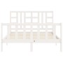 Estructura de cama matrimonio con cabecero madera maciza blanco de vidaXL, Camas y somieres - Ref: Foro24-3191977, Precio: 15...