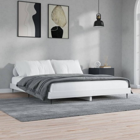 Estructura de cama madera de ingeniería blanco brillo 120x200cm de vidaXL, Camas y somieres - Ref: Foro24-832255, Precio: 109...