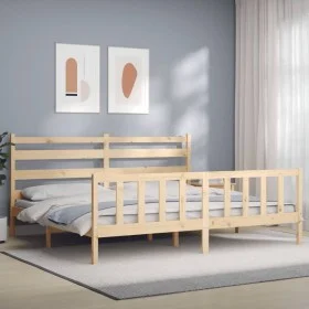 Bettgestell mit Massivholzkopfteil 200x200 cm von vidaXL, Betten und Lattenroste - Ref: Foro24-3192056, Preis: 139,63 €, Raba...