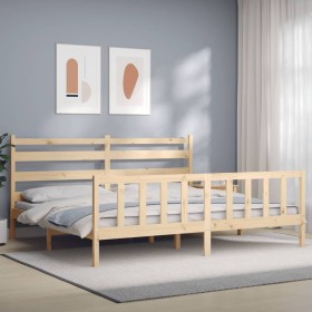 Estructura de cama con cabecero madera maciza 200x200 cm de vidaXL, Camas y somieres - Ref: Foro24-3192056, Precio: 141,28 €,...