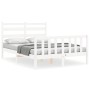 Estructura de cama con cabecero madera maciza blanco 140x200 cm de vidaXL, Camas y somieres - Ref: Foro24-3192037, Precio: 13...