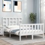 Estructura de cama con cabecero madera maciza blanco 120x200 cm de vidaXL, Camas y somieres - Ref: Foro24-3191967, Precio: 12...