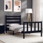 Estructura de cama con cabecero madera maciza negro 100x200 cm de vidaXL, Camas y somieres - Ref: Foro24-3192030, Precio: 130...