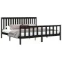Black pine wood bed frame with headboard 200x200cm by vidaXL, Beds and slatted bases - Ref: Foro24-3188230, Price: 211,91 €, ...