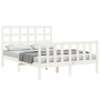Estructura cama de matrimonio con cabecero madera maciza blanco de vidaXL, Camas y somieres - Ref: Foro24-3192072, Precio: 12...