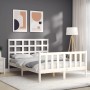 Estructura cama de matrimonio con cabecero madera maciza blanco de vidaXL, Camas y somieres - Ref: Foro24-3192072, Precio: 12...