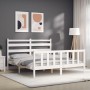 Estructura de cama con cabecero madera maciza blanco 160x200 cm de vidaXL, Camas y somieres - Ref: Foro24-3192047, Precio: 14...