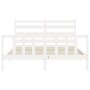 Estructura de cama con cabecero madera maciza blanco 160x200 cm de vidaXL, Camas y somieres - Ref: Foro24-3192047, Precio: 14...