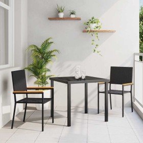 Sillas apilables de jardín 2 pcs Negro y Marrón en Sillas de jardín | Comprar online en Foru.es