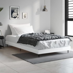 Estructura de cama madera de ingeniería blanco brillo 90x200cm de vidaXL, Camas y somieres - Ref: Foro24-832271, Precio: 82,3...