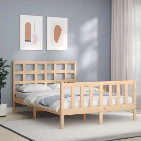 Estructura de cama con cabecero madera maciza 120x200 cm de vidaXL, Camas y somieres - Ref: Foro24-3192096, Precio: 115,94 €,...