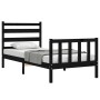 Estructura de cama individual con cabecero madera maciza negro de vidaXL, Camas y somieres - Ref: Foro24-3192000, Precio: 122...