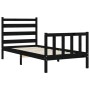 Estructura de cama individual con cabecero madera maciza negro de vidaXL, Camas y somieres - Ref: Foro24-3192000, Precio: 122...