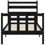 Estructura de cama individual con cabecero madera maciza negro de vidaXL, Camas y somieres - Ref: Foro24-3192000, Precio: 122...