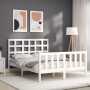 Estructura de cama con cabecero madera maciza blanco 140x200 cm de vidaXL, Camas y somieres - Ref: Foro24-3192102, Precio: 13...