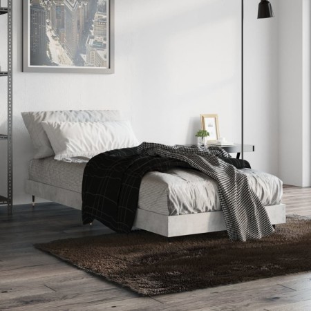 Estructura de cama madera de ingeniería gris hormigón 75x190 cm de vidaXL, Camas y somieres - Ref: Foro24-832209, Precio: 86,...