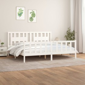 Estructura de cama con cabecero madera de pino blanco 180x200cm de vidaXL, Camas y somieres - Ref: Foro24-3188182, Precio: 17...