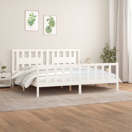 Estructura de cama con cabecero madera de pino blanco 180x200cm de vidaXL, Camas y somieres - Ref: Foro24-3188182, Precio: 17...