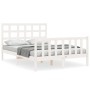 Estructura de cama con cabecero madera maciza blanco 140x190 cm de vidaXL, Camas y somieres - Ref: Foro24-3192082, Precio: 13...