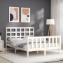 Estructura de cama con cabecero madera maciza blanco 140x190 cm de vidaXL, Camas y somieres - Ref: Foro24-3192082, Precio: 13...