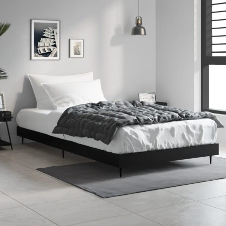 Estructura de cama madera de ingeniería negra 100x200 cm de vidaXL, Camas y somieres - Ref: Foro24-832262, Precio: 88,95 €, D...